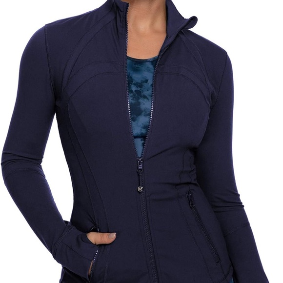 Queenieke Navy Full Zip Jacket with mesh and Thumbholes size small EUC - Picture 4 of 12